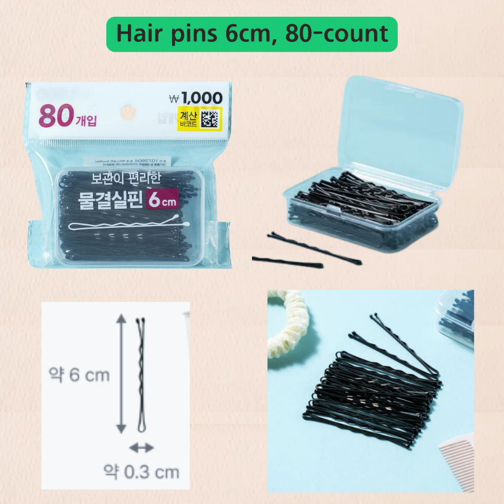 Alfinetes De Cabelo Coreanos 6cm 80pcs Com Estojo De Armazenamento | Grampos Pretos Bobby Pins Para Modelar , Coque , Up