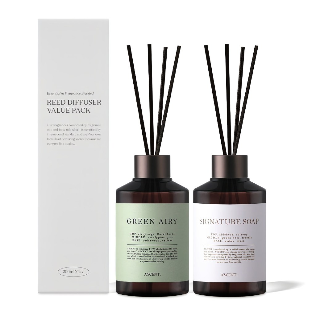 [1 + 1] ASCENT Nature Reed Difusor 400ml + 400ml Conjunto De Fragrâncias Domésticas De Grande Capacidade