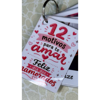 Chaveiro Personalizado 12 Motivos Para Te Amar - Presente Namorados Aniversário de Namoro Casamento Foto