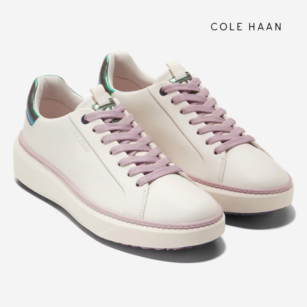 [COLE HAAN] GRANDPRØ Topspin Tênis Feminino Marfim Couro Impermeável Largura C