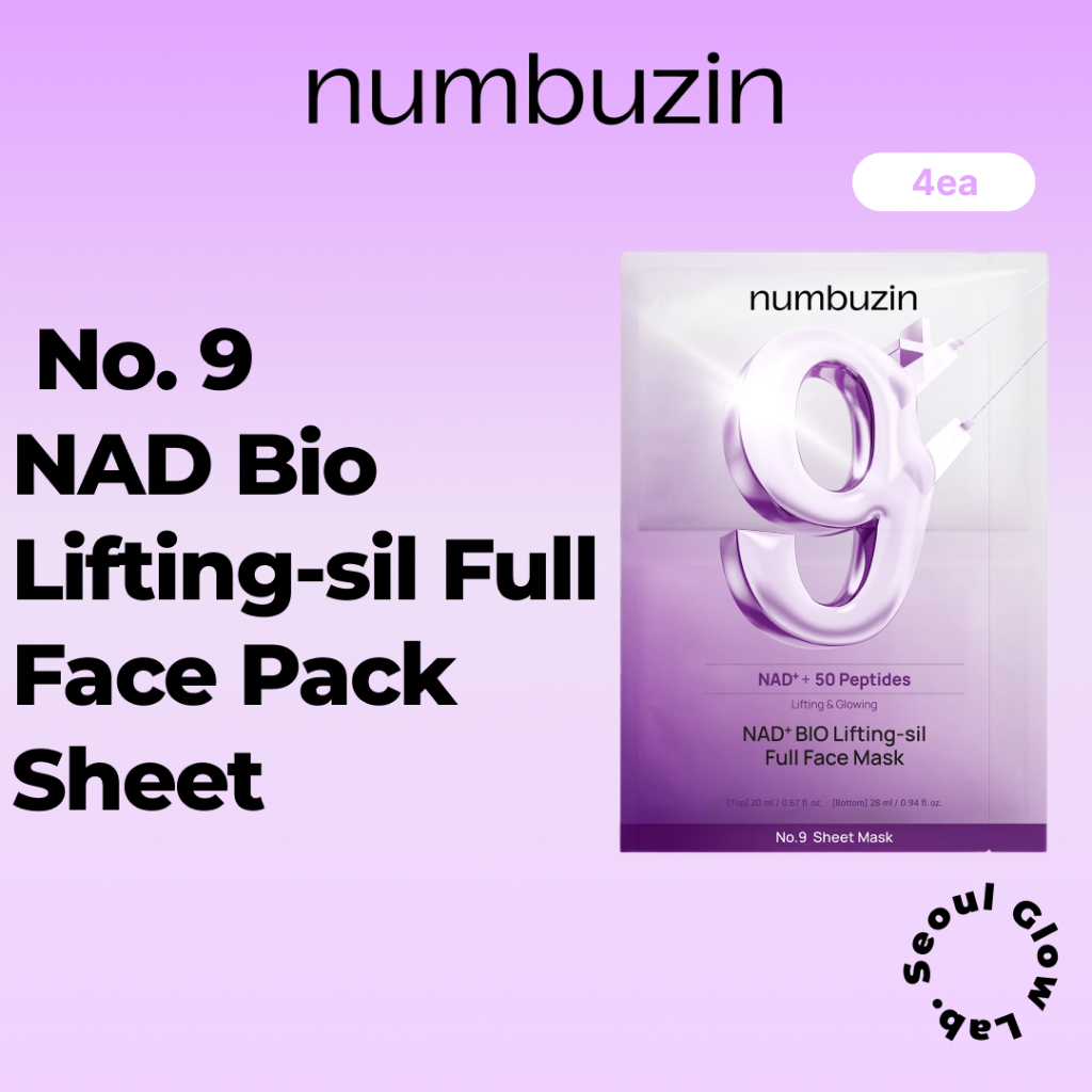 Numbuzin No . 9 NAD Bio Lifting-sil Full Face Pack Folha 4ea Conjunto (+ Faixa De Levantamento De Tecido)