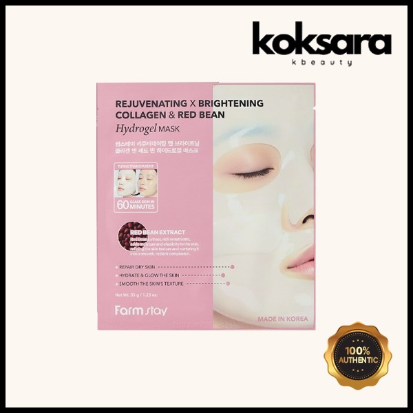 Farmstay Rejuvenating & Brightening Collagen & Red Bean Hydrogel Mask 35g 1 Sheet