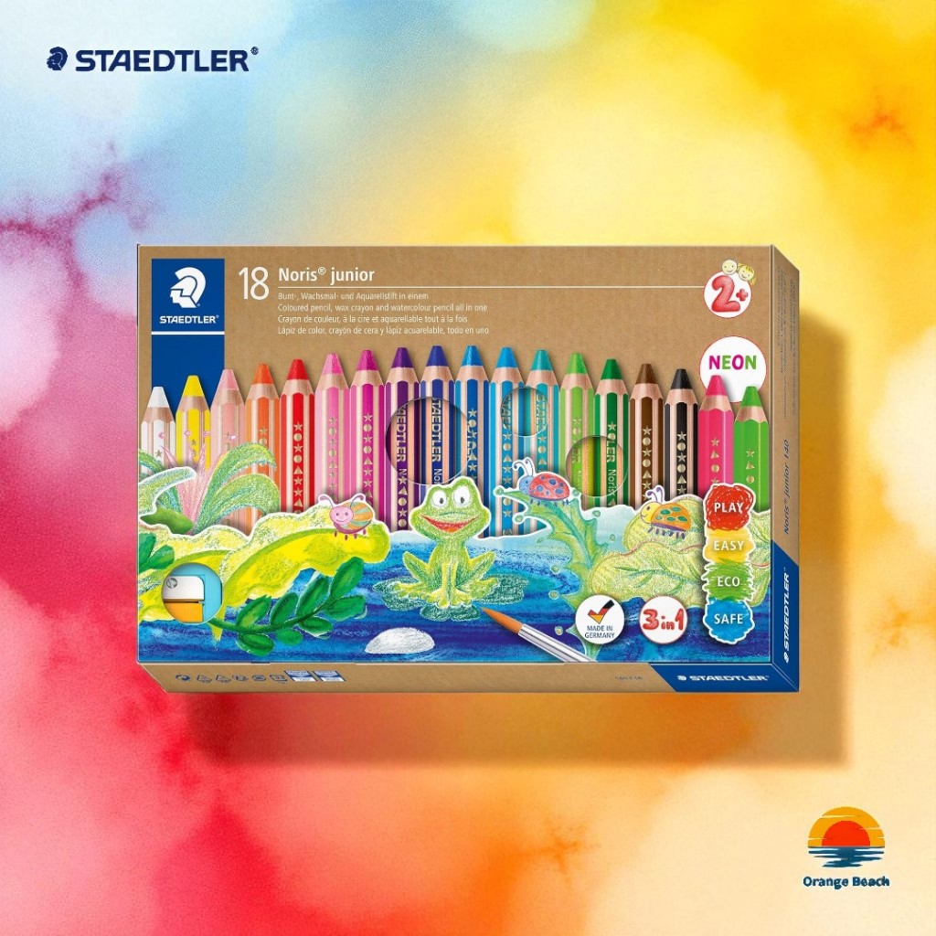 STAEDTLER Noris Junior 140 C18 Lapis 3 em 1/Aquarela-Giz-Pastilha/18 Cores/Criancas/Alemanha