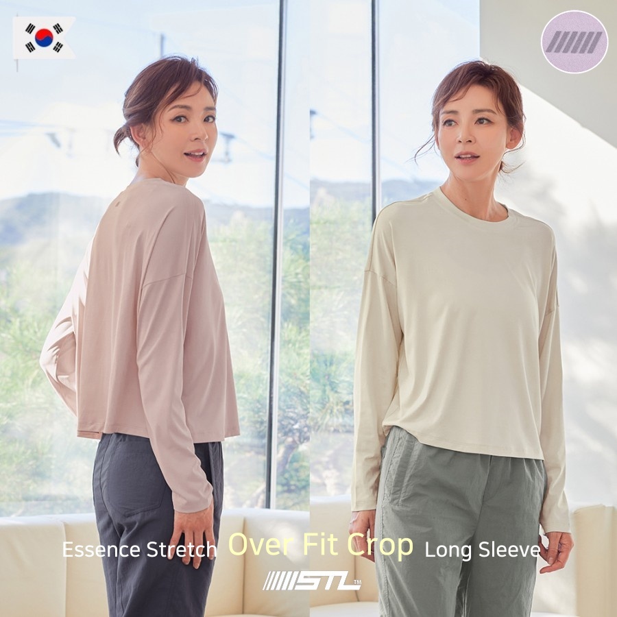 STL Essence Stretch Over Fit Crop 2 Top De Manga Comprida , 7 Cores