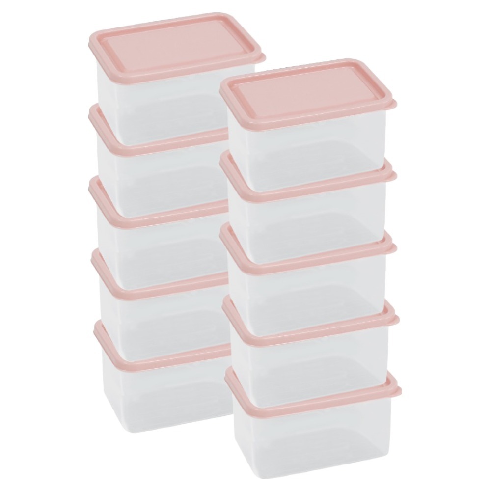 BETREE Recipiente De Armazenamento Flexível Para Freezer 480ml 10 Peças Rosa Empilhável Caixa De Alimentos Organizador D