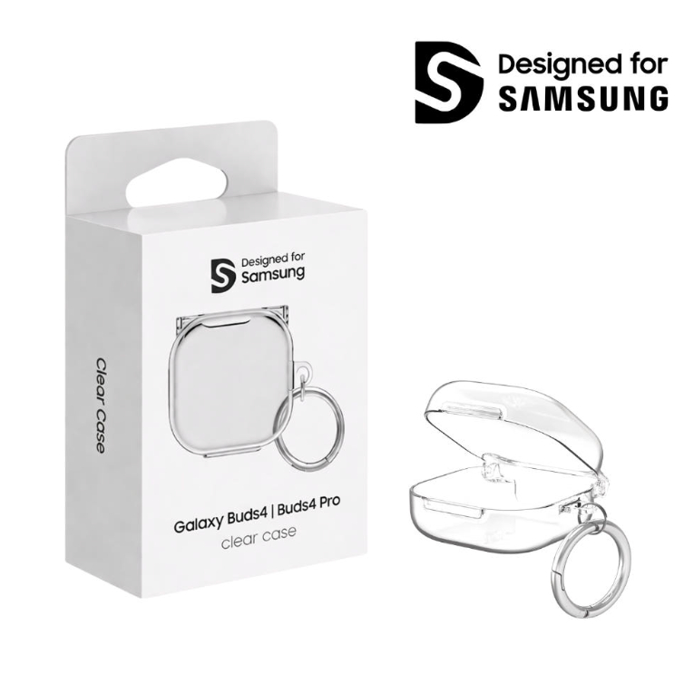 [Samsung Genuine] Capa Transparente Para Galaxy Buds 4/Pro-Protetora Com Anel