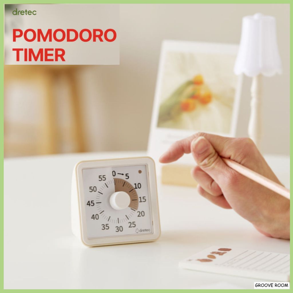 Dretec Pomodoro Time Timer Relógio De Estudo Visual 60 Minutos Creme De Alarme De Mesa Silencioso