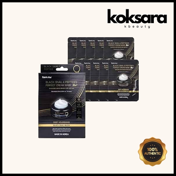 Farmstay Black Snail & Peptide 9 Perfect Cream Mask 23ml x 10 em Oferta na Shopee