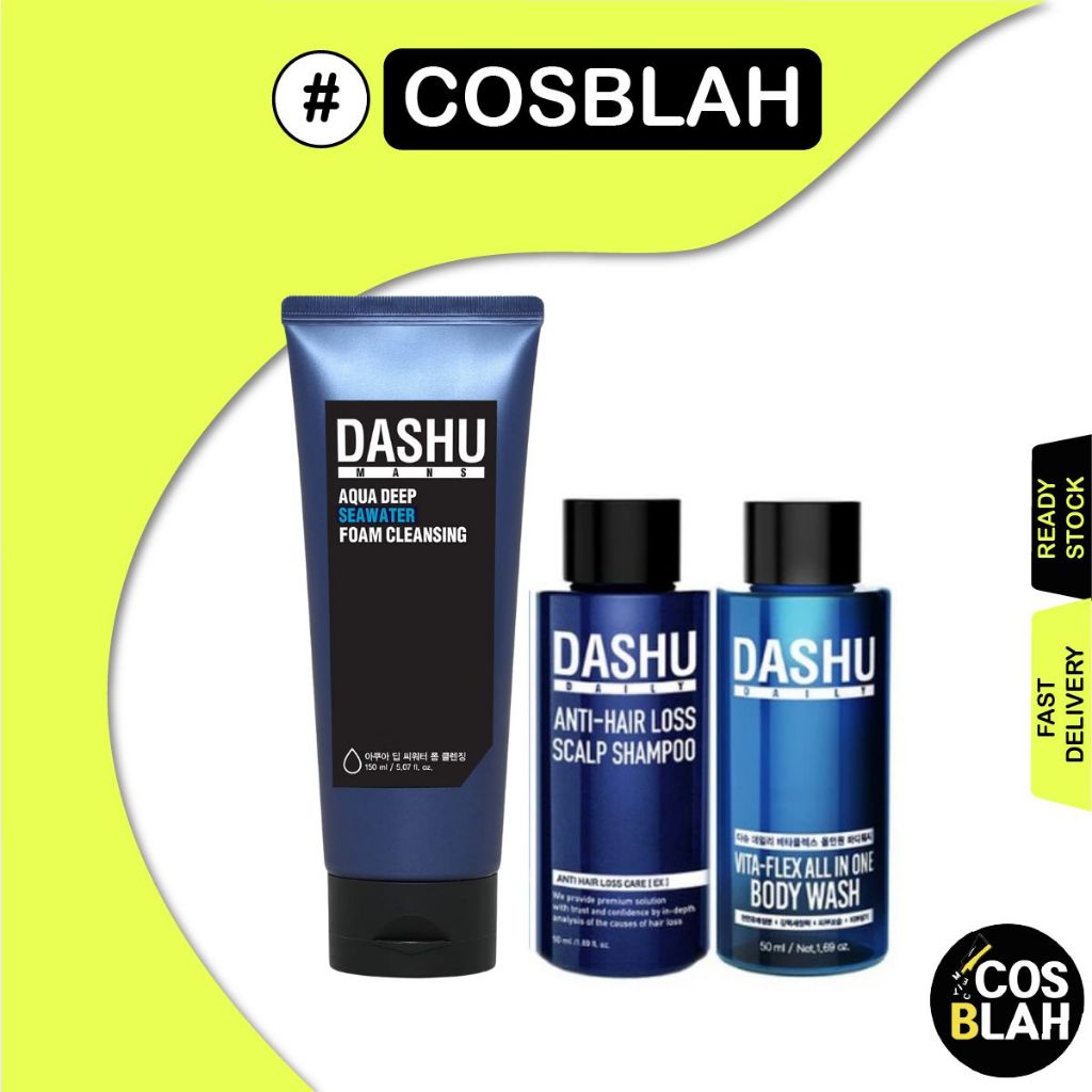 DASHU MEN'S Aqua Deep Seawater Foam Cleanser 150ml/Shampoo + Conjunto De Sabonete Líquido (Tamanho De Viagem)