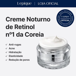 Lepique Loja Oficial｜Creme Noturno com Retinol 50ml｜Creme Noturno Ultimate｜Colágeno, Centella, Ácido Hialurônico｜Cuidado Anti-Idade Premium｜Sem Fragrância｜Feito na Coreia