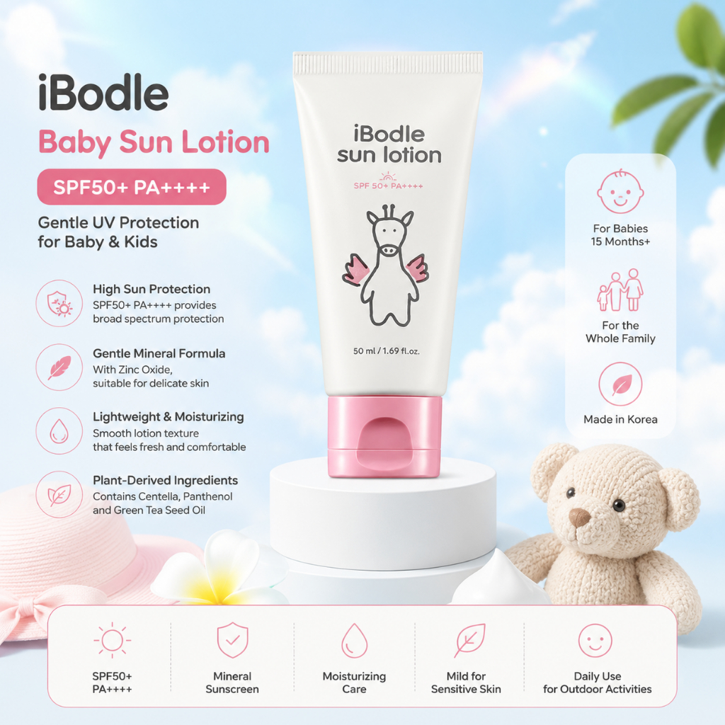 Loção Solar iBodle Baby Fps50 + PA + 50ml Protetor Mineral Para Crianças Pele Sensível