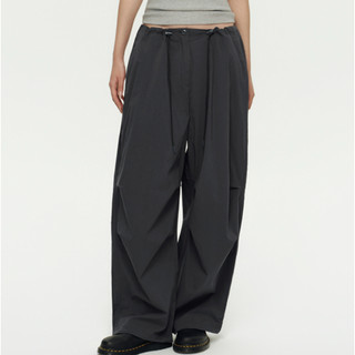 [MUSINSA STANDARD WOMAN] Calça Feminina De Nylon Paraquedas , Casual , Solta , Cargo , Jogger , Corda [Gunmetal , Bege Claro , Preto]