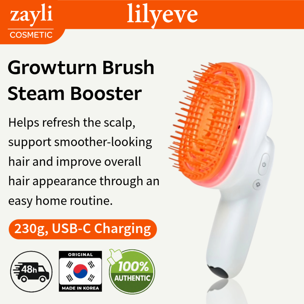 lilyeve Growturn Brush Steam Booster | Dispositivo Para Cuidados Com Os Cabelos Do Couro Cabeludo Conjunto De Escova E C