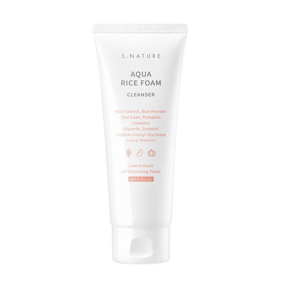 [S.NATURE] Espuma De Limpeza Suave Aqua Rice 160mL | Limpador E Vegano Com Baixo Teor De pH Hidratante De Água De Arroz