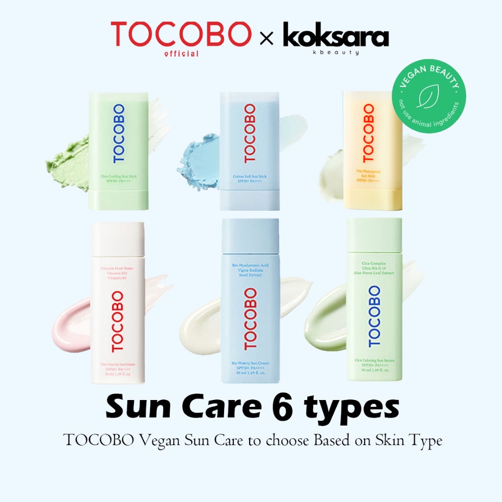 TOCOBO OFFICIAL 6 types of sunscreen(cotton soft sun stick/bio watery sun cream/vita tone up sun cream/cooling sun serum/cooling sun stick/Vita Waterproof Sun Stick) em Oferta na Shopee