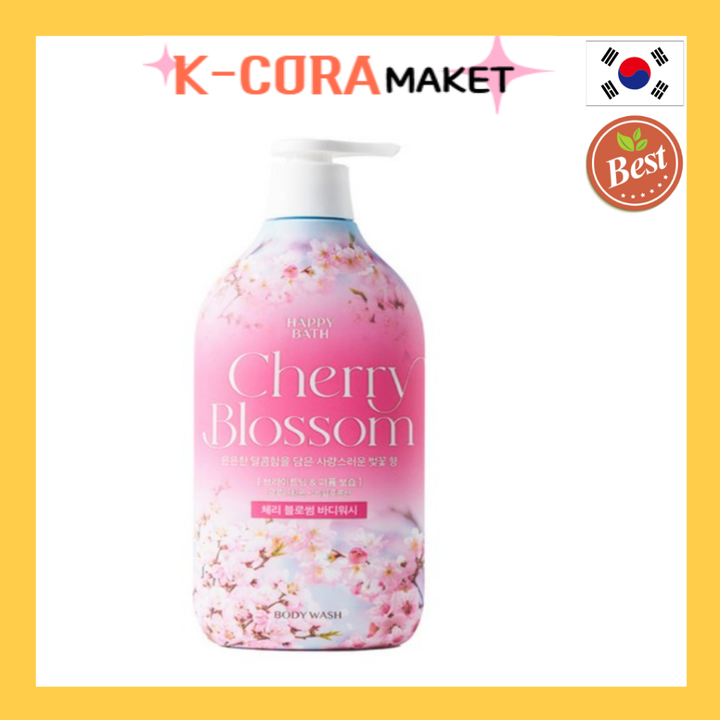 Sabonete Líquido Happy Bath Cherry Blossom : Limpeza Hidratante Floral K-Beauty's 900g