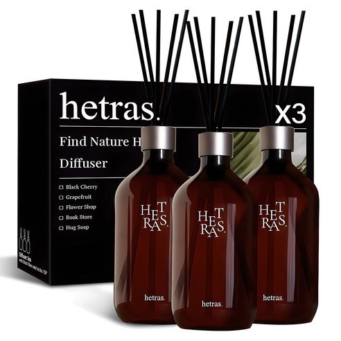 [3ea] Difusor De Palheta Grande HetraS Premium 500ml | Conjunto De Presente De Fragrâncias Para Casa Aroma De Longa Duração Escritório , Quarto E Sala De Estar