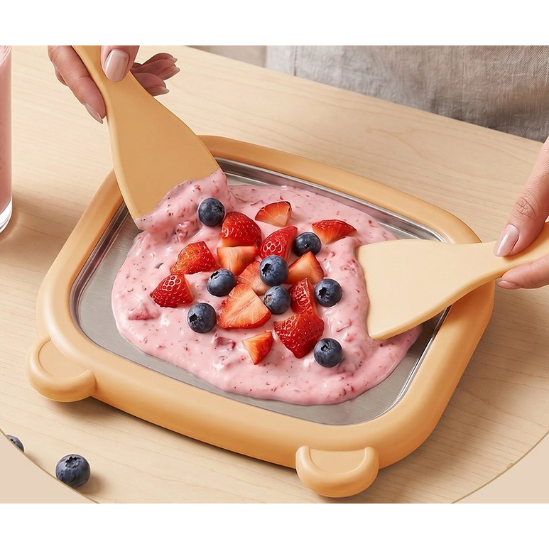Ditwo Sorveteira Placa DIY Iogurte Congelado Pan Aço Inoxidável Sorvete Rolo Fabricante Slush Maker 304 Casa Sobremesa B