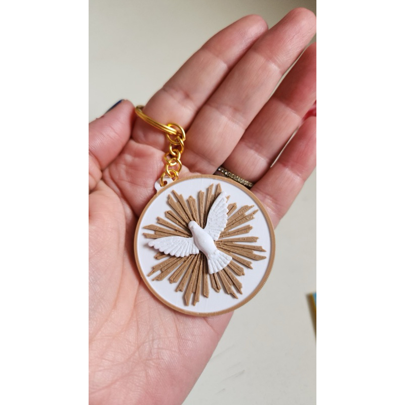 Lembrança de Batismo Espírito Santo Personalizada | Chaveiro Religioso em Impressão 3D