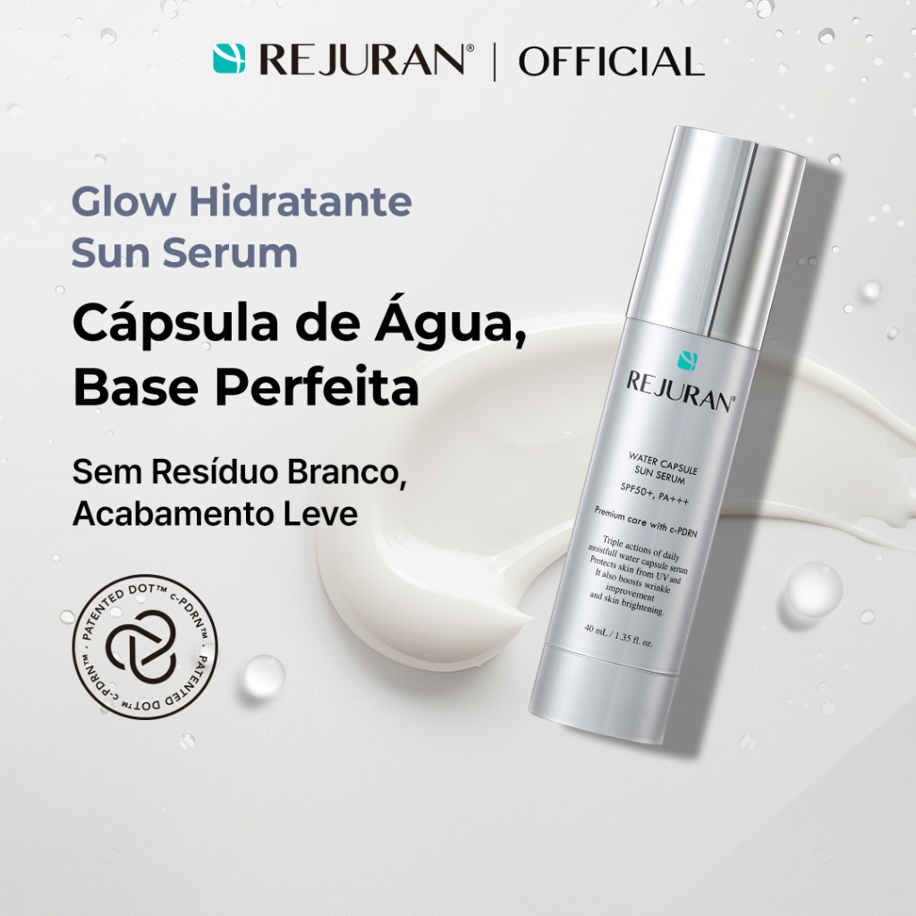 [REJURAN] Water Capsule Sun Serum 40mL | Hidratação, Textura Sérum, Sem Resíduo Branco, Leve e Luminosidade Natural