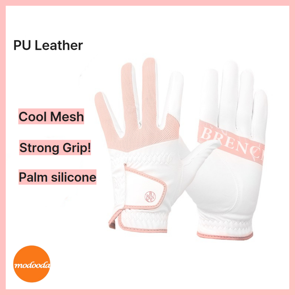 [BRENCE] 1 Par/Luvas De Golfe Femininas De Malha Air-Cool De Couro Sintético Coreano/Mão Esquerda E Direita