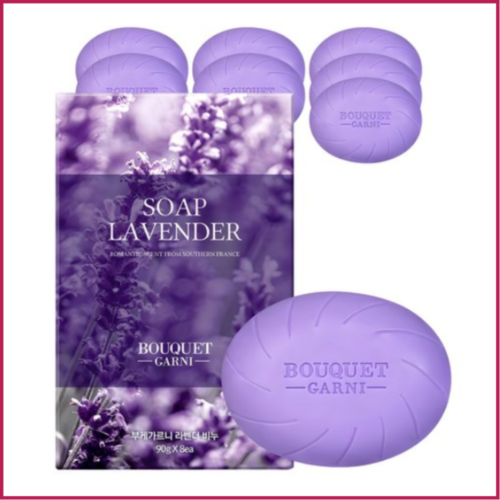 BOUQUET GARNI Sabonete Lavanda Profunda 90g x 8pcs | Em Barra De Perfume Premium Para Corpo E Rosto K-Beauty