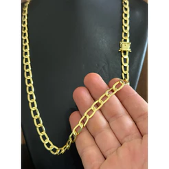 Corrente Cordão Italiana Laminada 8mm Moeda Antiga Masculina Dourada Estilo Ouro 18K Grossa Luxo Com Pingente Opcional