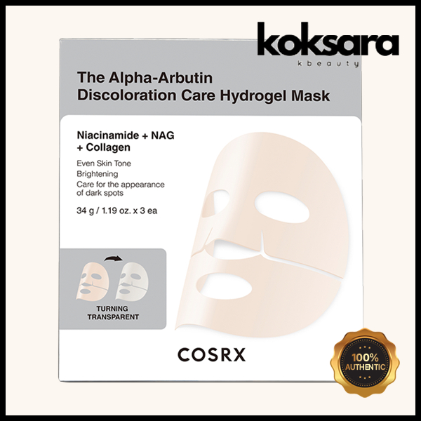 Cosrx The Alpha-Arbutin Discoloration Care Hydrogel Mask 34g 3ea em Oferta na Shopee