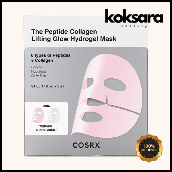 Cosrx The Peptide Collagen Lifting Glow Hydrogel Mask 34g 3ea em Oferta na Shopee