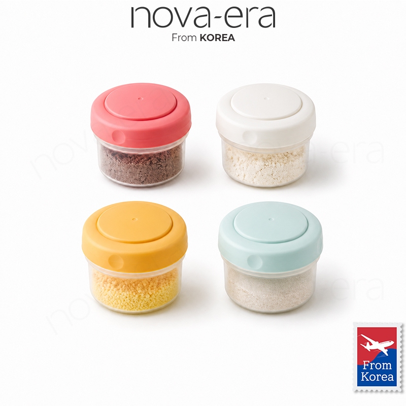 Locknlock Kit com 4 recipientes mini para porções de 80ml, armazenamento empilhável de alimentos, potes organizadores compactos