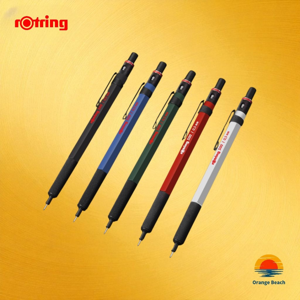 rOtring 500 Lapiseira 0.5mm/Vermelho Branco Preto Azul Verde 5 Cores/Knurl/Manga Fixa 4mm