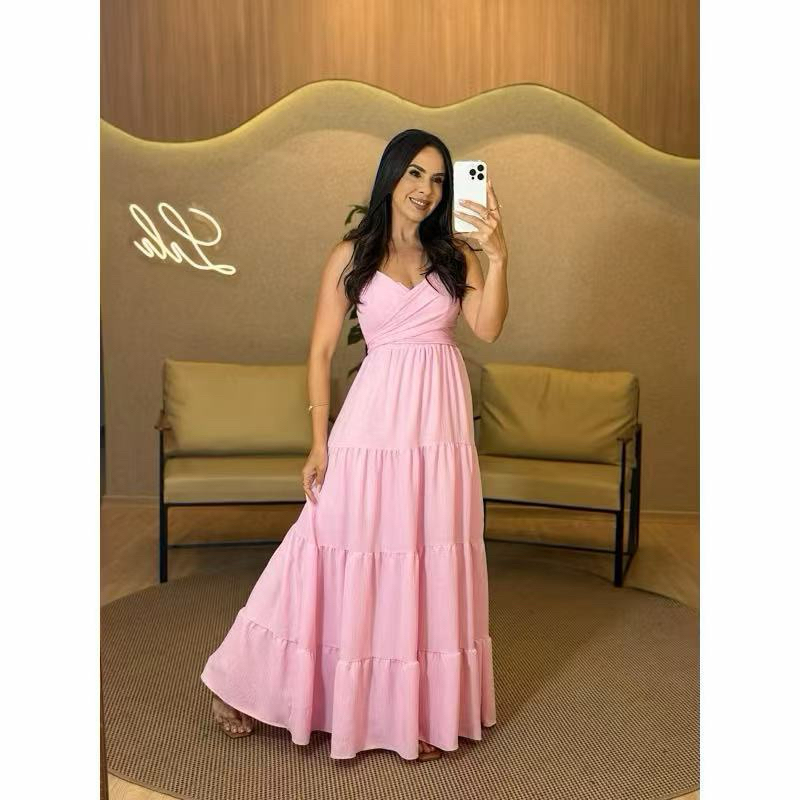 vestido longo decote V amarração na costa N-1 — imagem 2 de 2