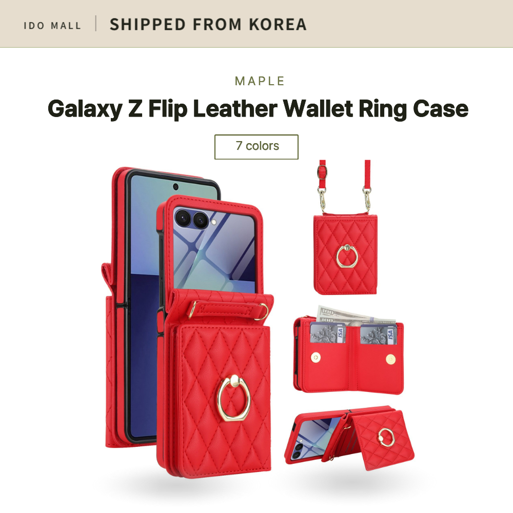 Capa Tipo Carteira De Couro Para Galaxy Z Flip 7 Com Alça_korea DIRECT