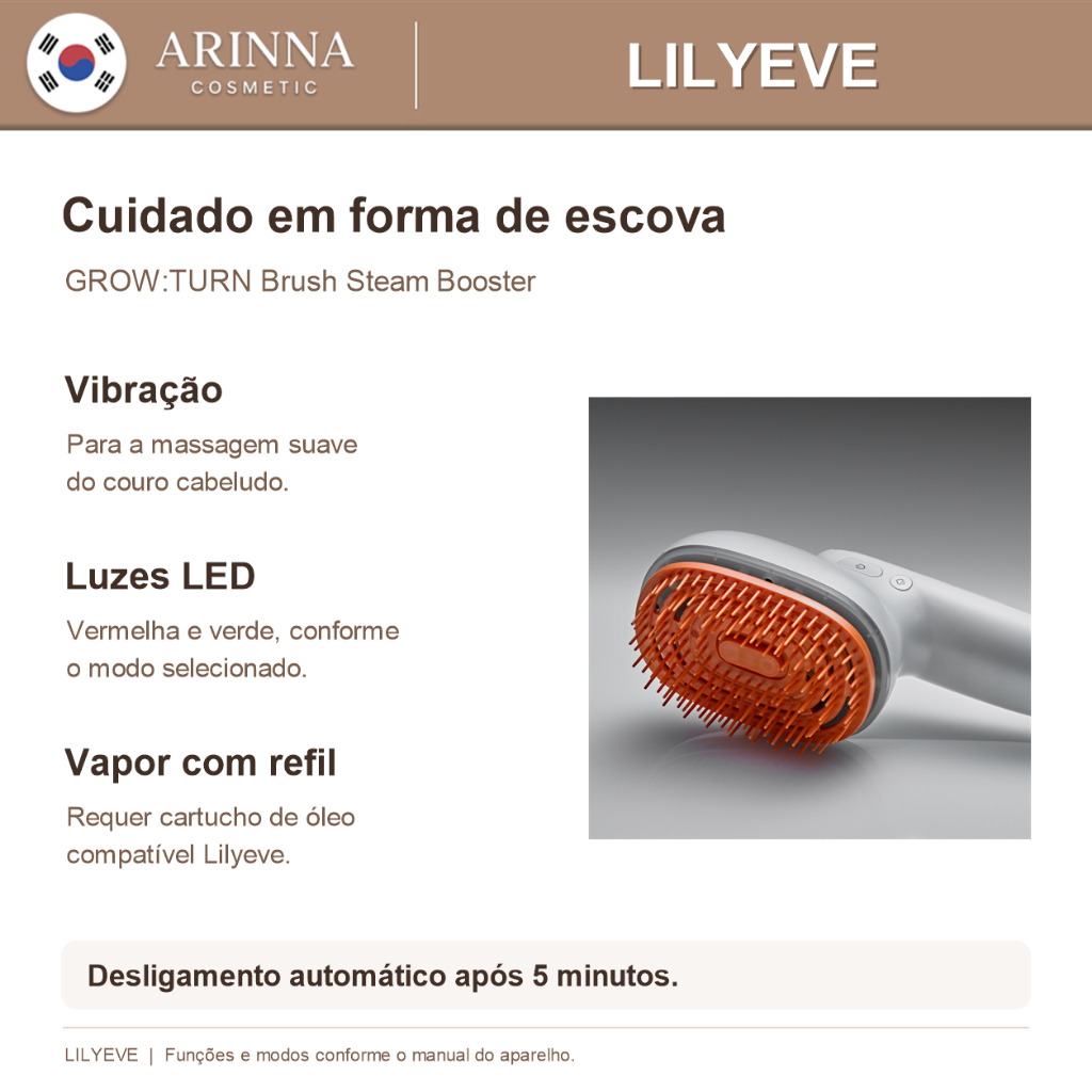 Lilyeve Grow:Turn Brush Steam Booster | Escova Massageadora Sem Fio e Recarregável para Couro Cabeludo — imagem 2 de 2
