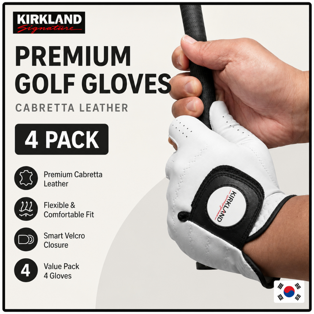[Kirkland] Luva De Golfe De Couro Cabretta Premium Exclusiva , Pacote Com 4/Mão Esquerda Para Golfistas Destros , Aderên