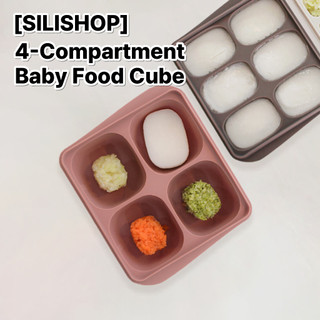 [Silishop] Bandeja de Silicone Coreano para Bebê 4 Cavidades 90ml | Armazenamento e Porções de Comida