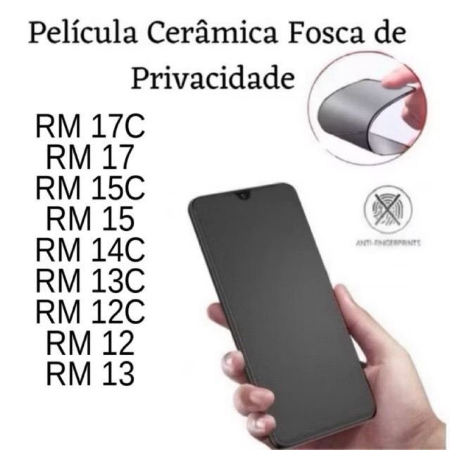 Película Cerâmica Fosca Privacidade para Redmi 17 15 15C 14c 13c 12c 12 13 17c