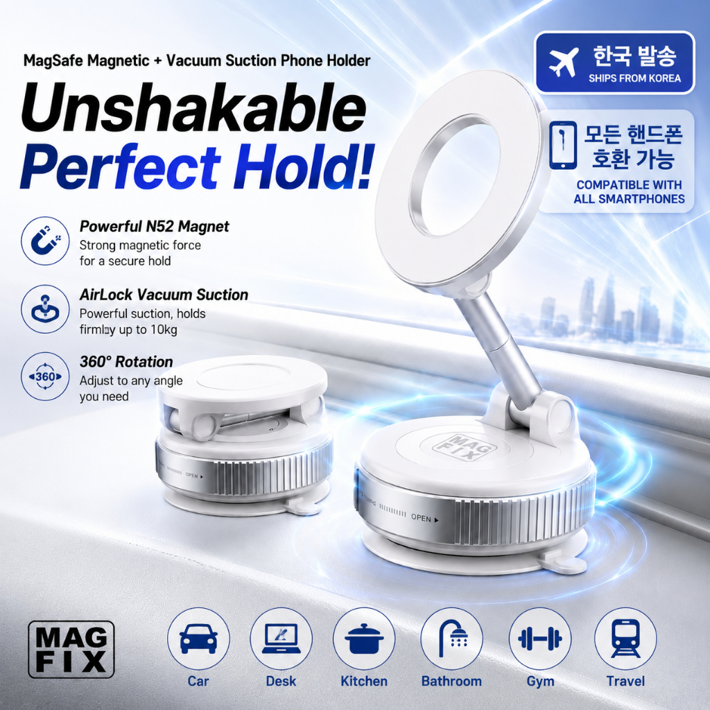 MAGFIX AirLock Snap 360 Suporte Magnético Para Telefone Todos Os Smartphones Compatível Com Montagem Por Sucção A Vácuo 