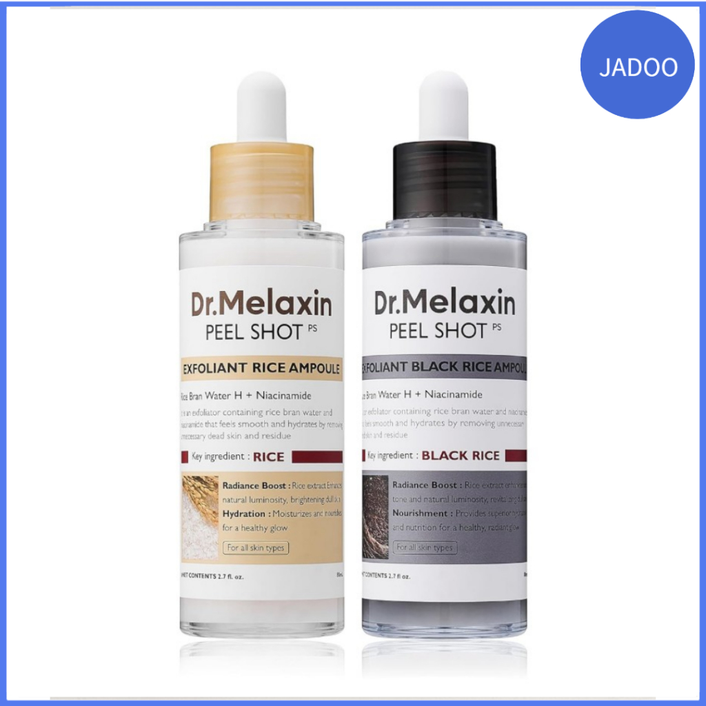 Dr.Melaxin Peel Shot Glow Duo De Ampola De Arroz Branco E Preto , Esfoliante Macio Para Rosto Corpo , Células Mortas Da Pele , Removedor De Cravos Todos Os Tipos De