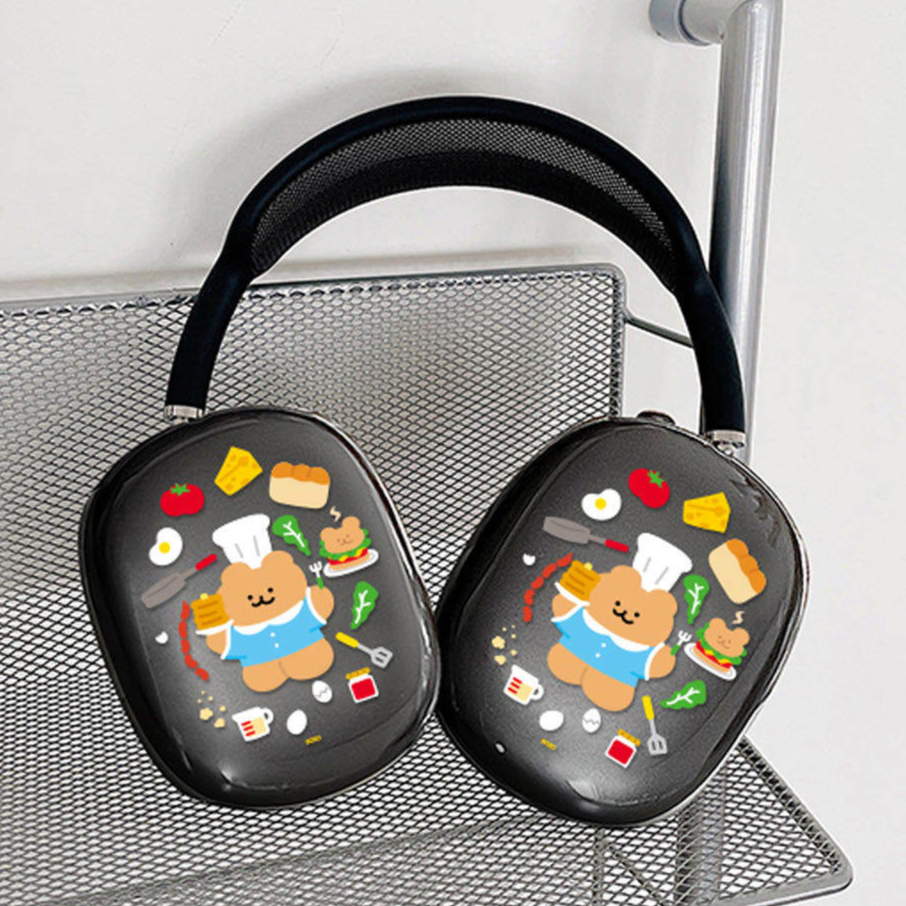 Capa Decorativa Transparente Para Copo De Orelha AirPods Max Cooking Bear