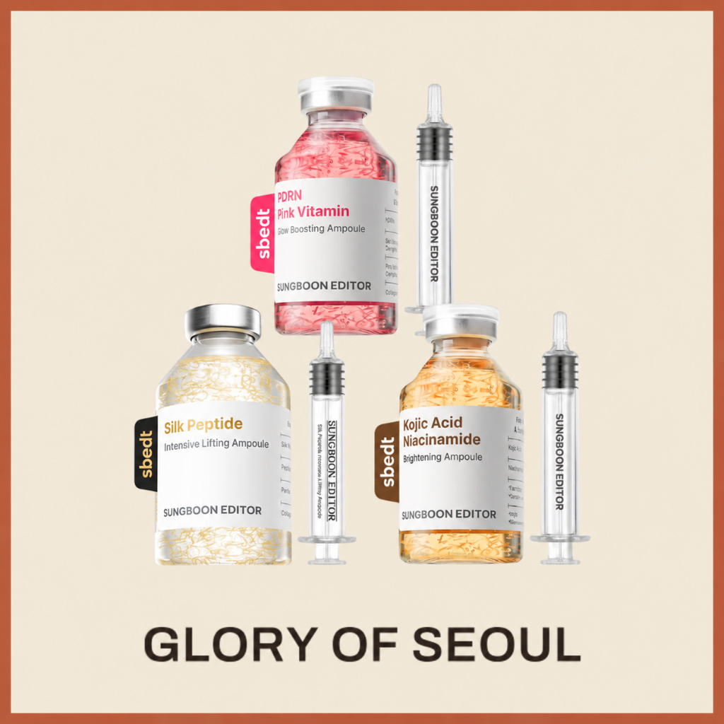 SUNGBOON EDITOR Ampoule 4 Types ( Silk Peptide Intensive Lifting 35ml, 60ml / Kojic Acid Niacinamide Brightening 40ml / PDRN Pink Vitamin Glow Boosting 40ml )