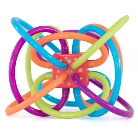 [Brinquedo Manhattan] Winkel Classic | Chocalho De Mordedor De Bebê De Dentição Sensorial Flexível Loops Coloridos Fácei
