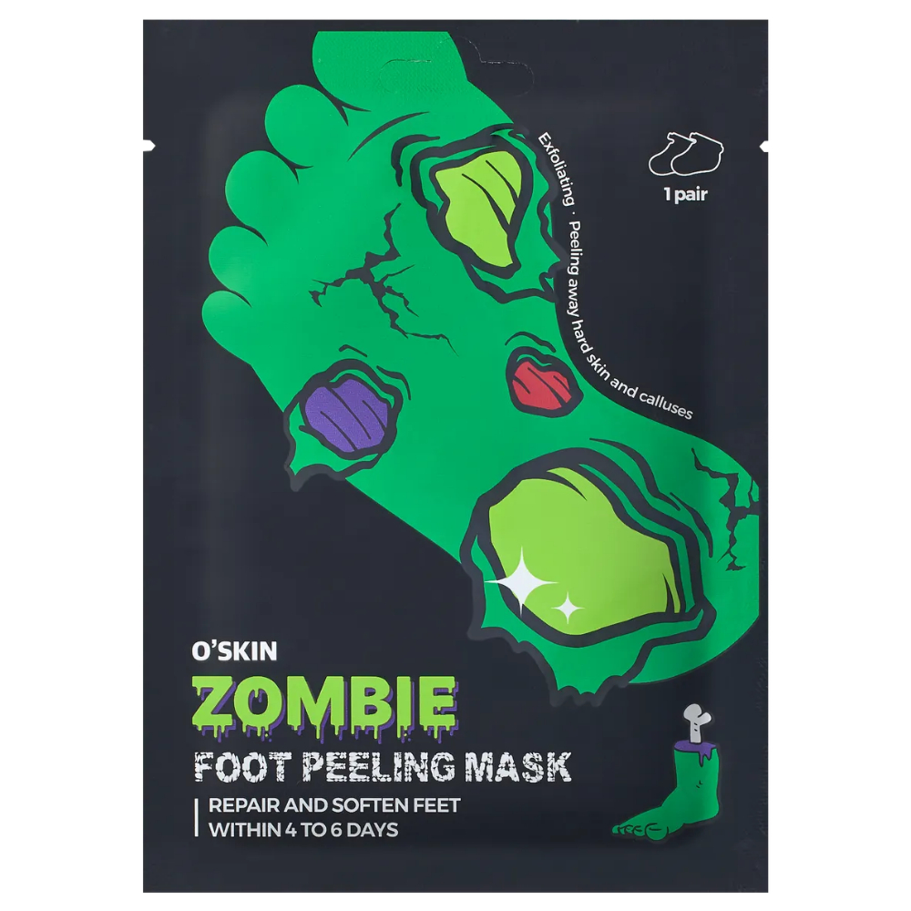 [O'SKIN] Pacote De Máscara Para Descascar Pés Zumbi (1 Par/Tamanho Livre) Removedor De Pele Morta De Calos Esfoliante Rá