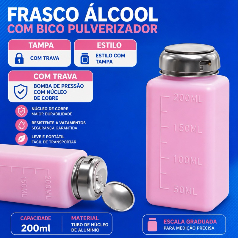 Frasco Álcool com Bico Pulverizador 200ml