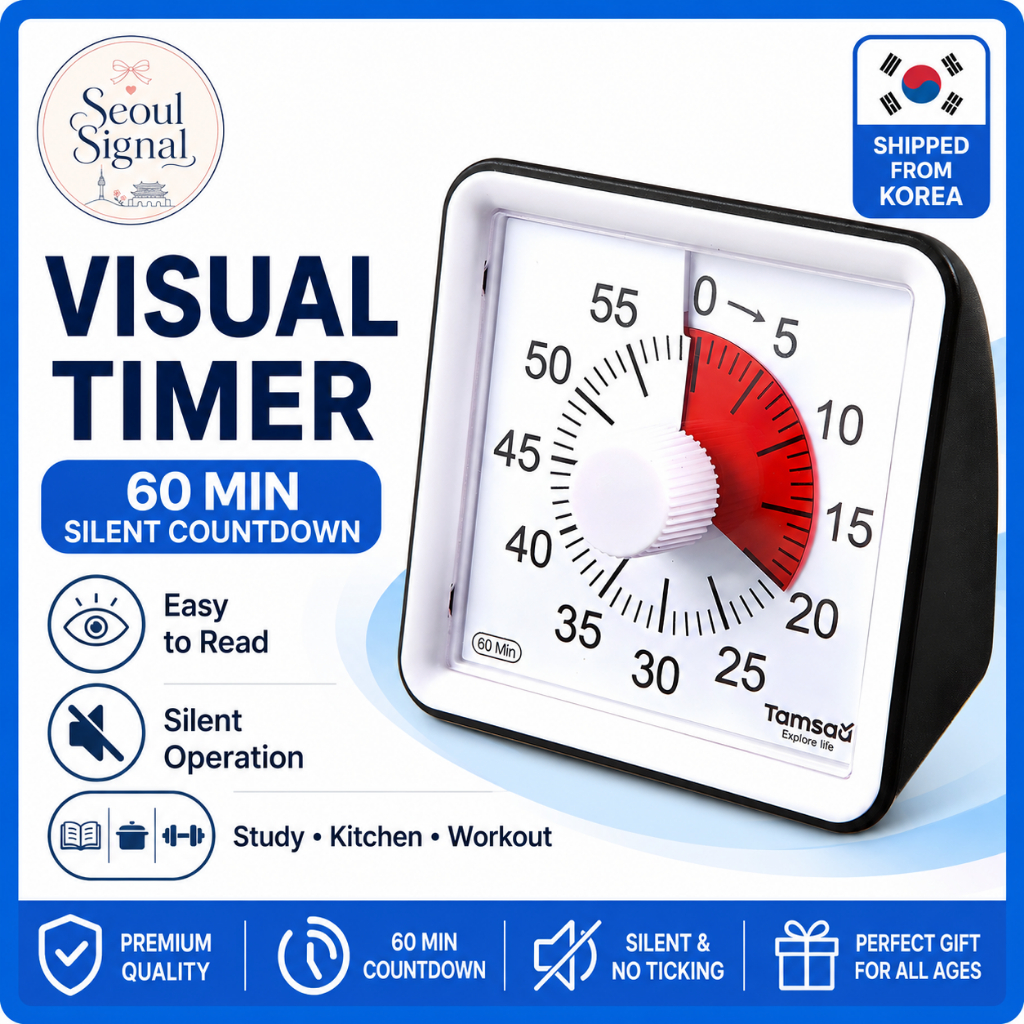 Tamsa Silent Visual Timer 60 Min Multi-Purpose Time Management Para Estudo Cozinhar Treino Crianças Trabalho De Mesa