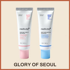 MEDICUBE PDRN Pink Tone-up Sunscreen 50ml, Zero Pore Sun Serum 50ml