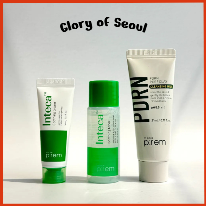 [MINI] MAKE PREM INTECA Soothing Cream, 10ml, Toner 20ml / PDRN Pore Clay Cleansing Milk, 21ml