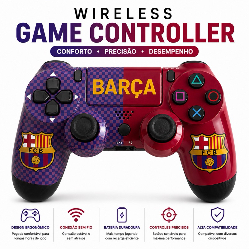 Controle Compatível com PS4 Sem Fio