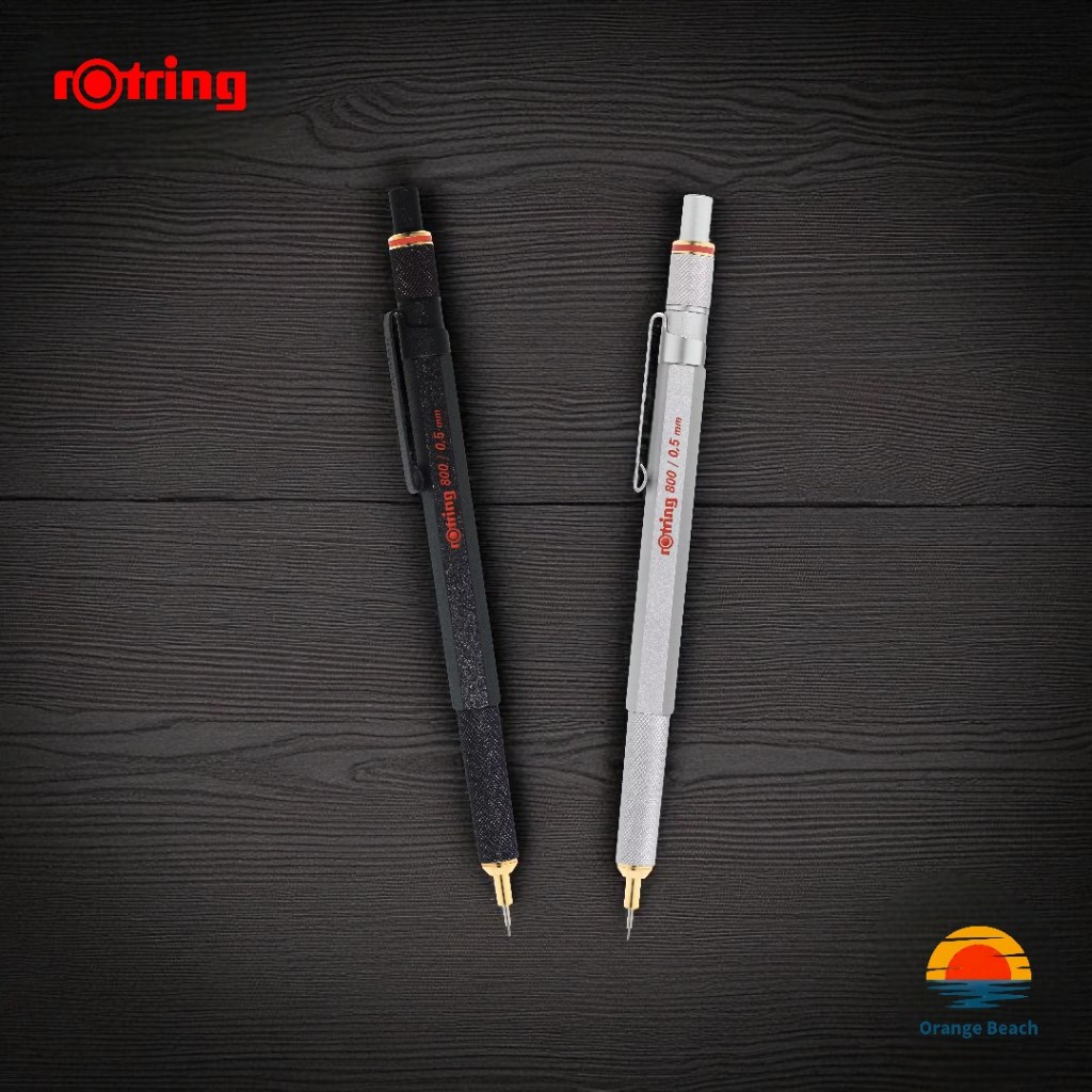 rOtring 800 Lapiseira/0.5 0.7mm Preto Prata 4 Tipos/Ponta Retratil/Corpo Latao Hexagonal