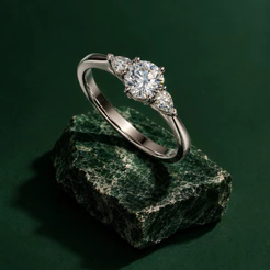 Anel com Três Pedras de Moissanite em Prata 925 – Brilho e Sofisticação